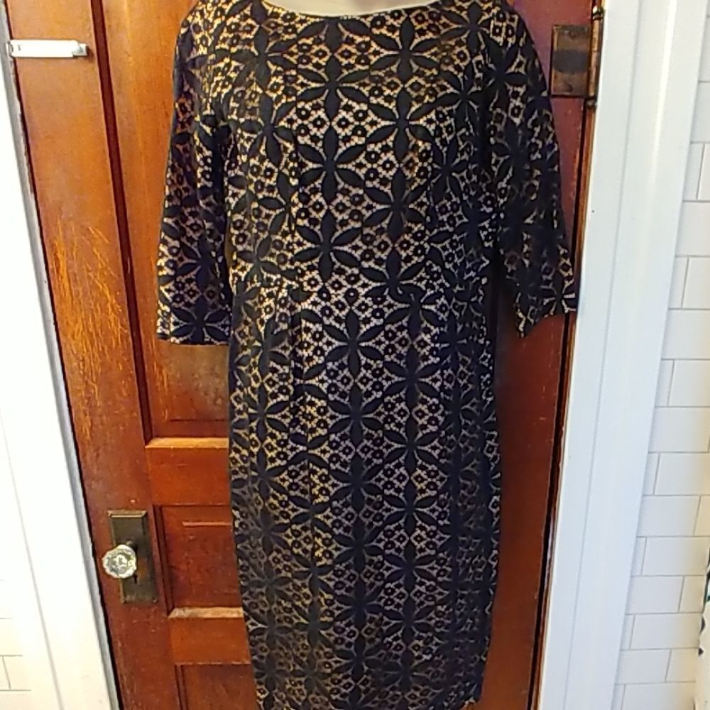 Vintage 60s Black Overlay Lace Dress